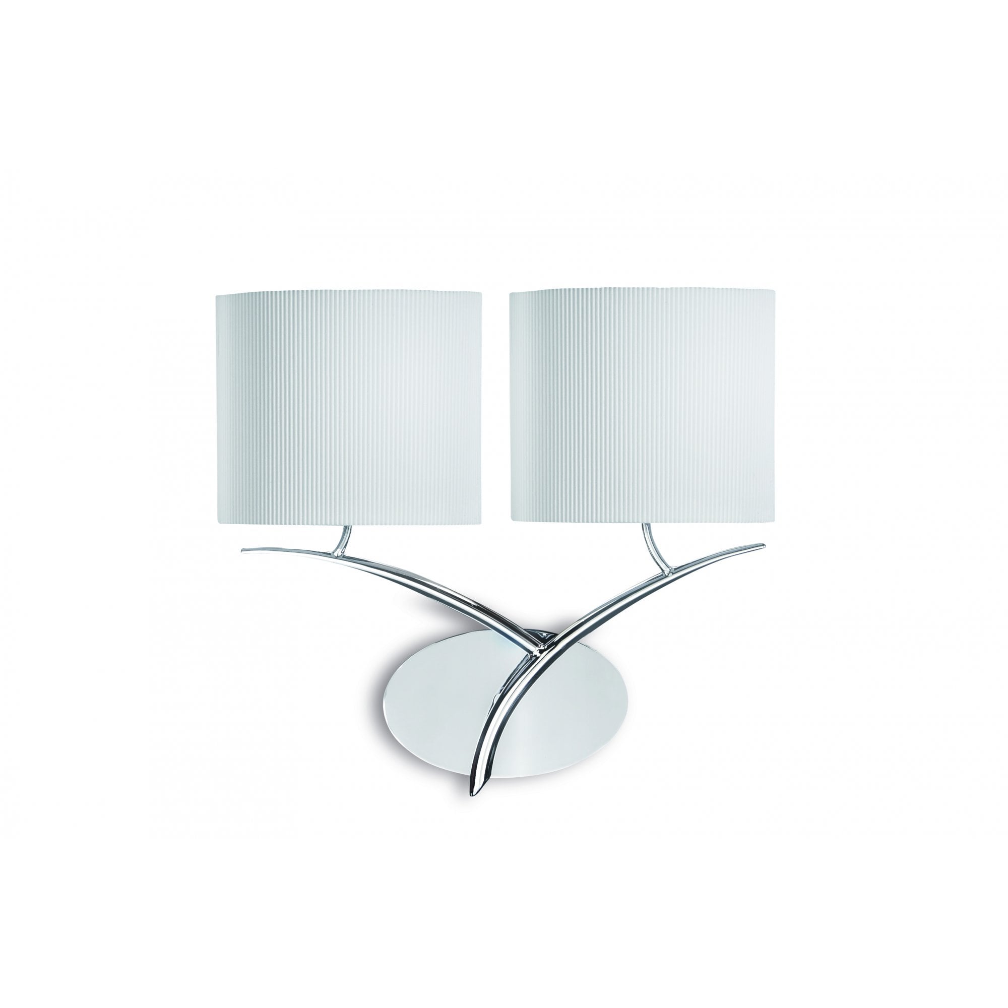M1135/SP Eve Wall Lamp 2 Light Polished Chrome With Spanish Corrugated White Oval Shades