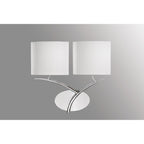M1135/SP Eve Wall Lamp 2 Light Polished Chrome With Spanish Corrugated White Oval Shades
