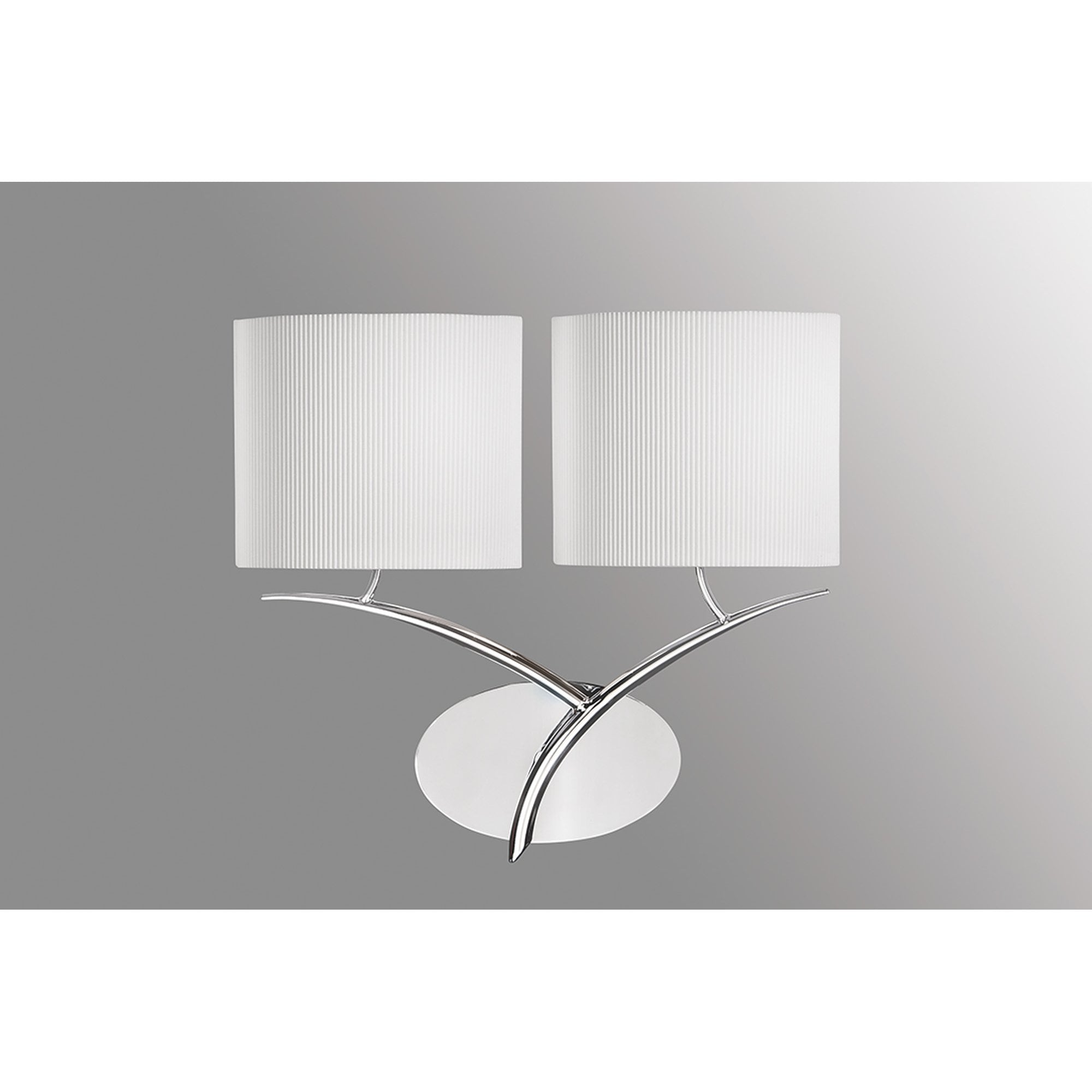 M1135/SP Eve Wall Lamp 2 Light Polished Chrome With Spanish Corrugated White Oval Shades