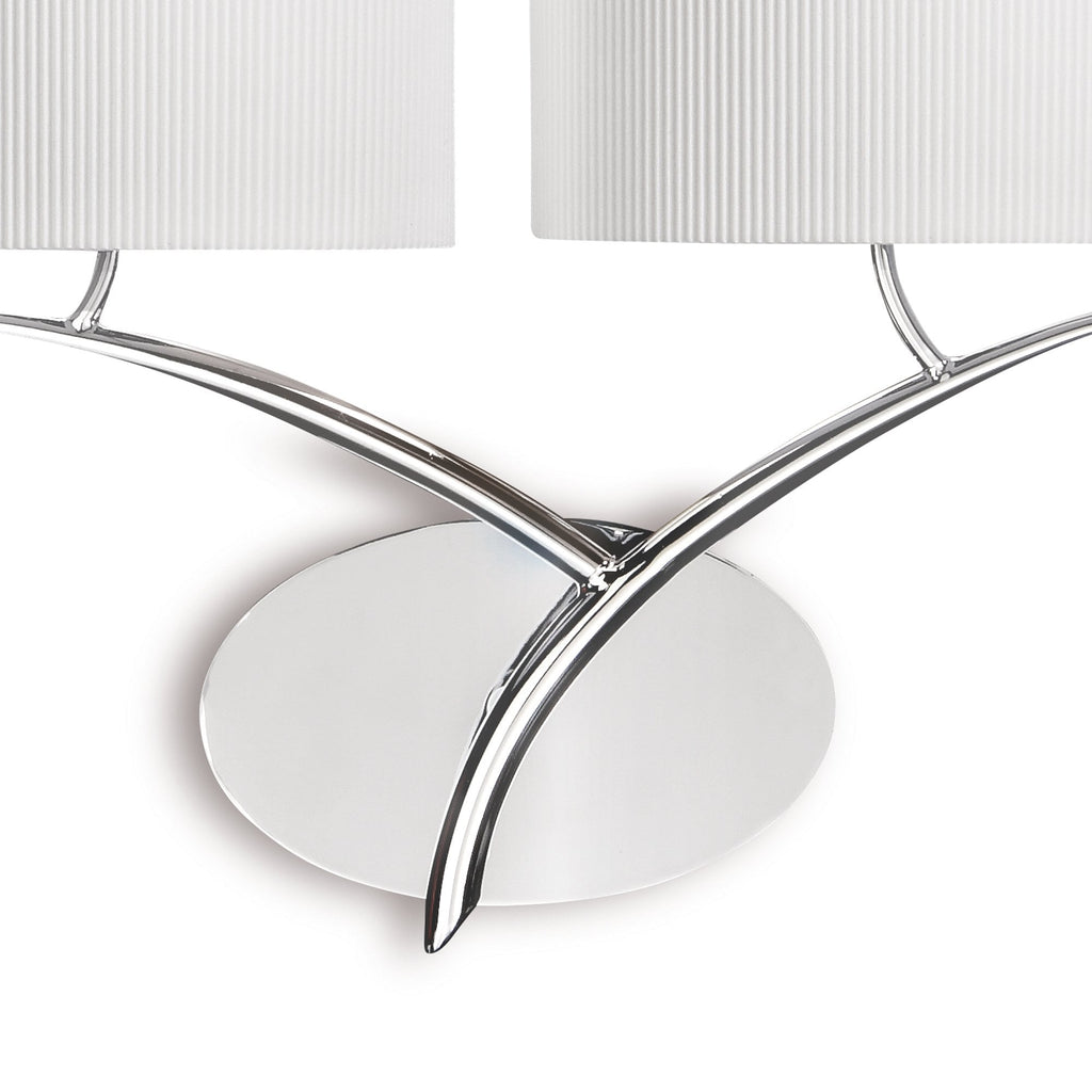 M1135/SP Eve Wall Lamp 2 Light Polished Chrome With Spanish Corrugated White Oval Shades