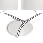 M1135/SP Eve Wall Lamp 2 Light Polished Chrome With Spanish Corrugated White Oval Shades