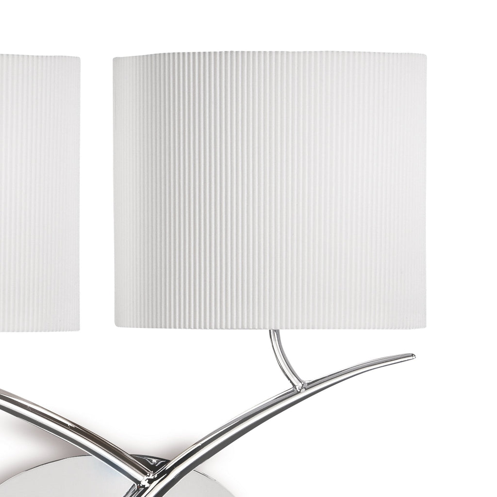 M1135/SP Eve Wall Lamp 2 Light Polished Chrome With Spanish Corrugated White Oval Shades