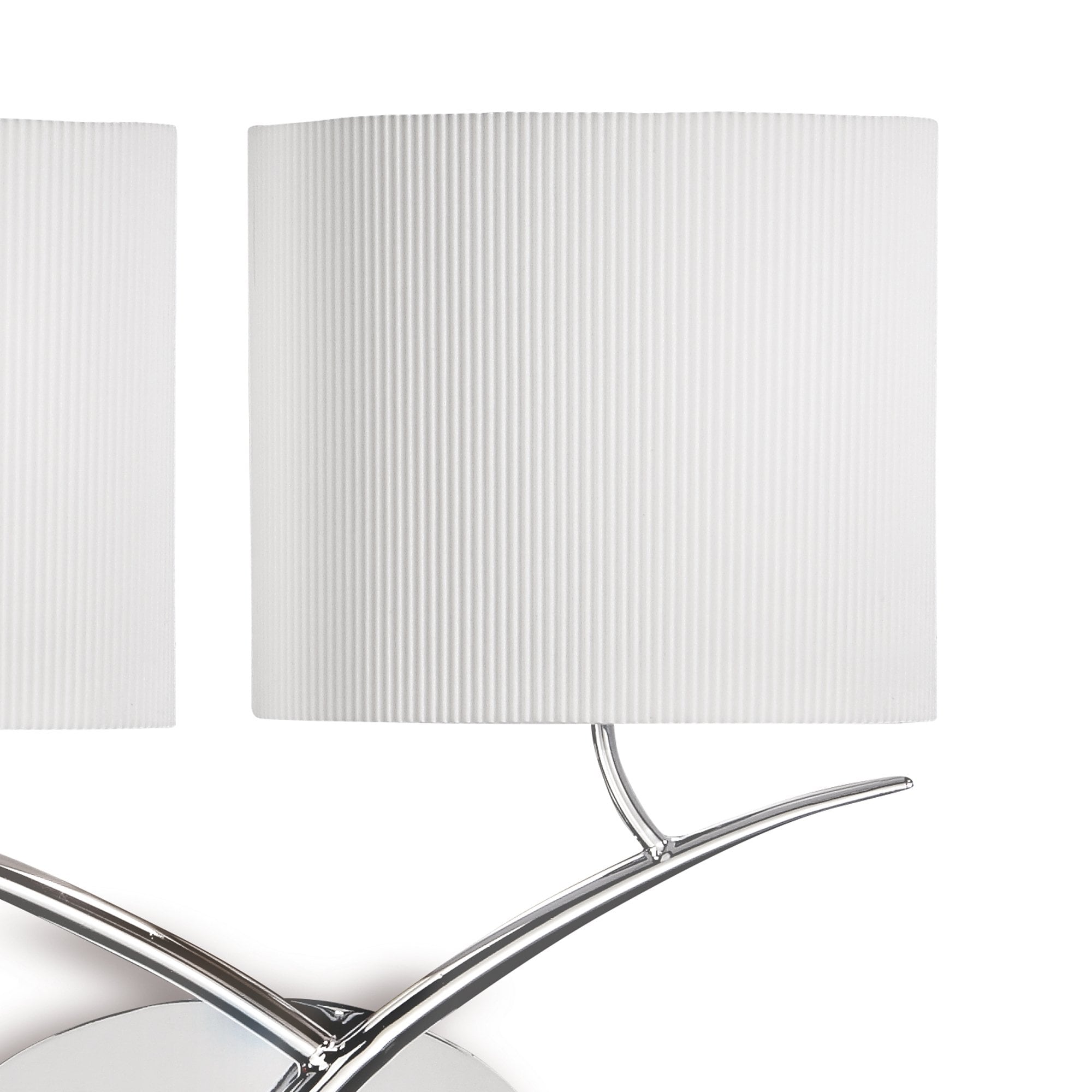 M1135/SP Eve Wall Lamp 2 Light Polished Chrome With Spanish Corrugated White Oval Shades