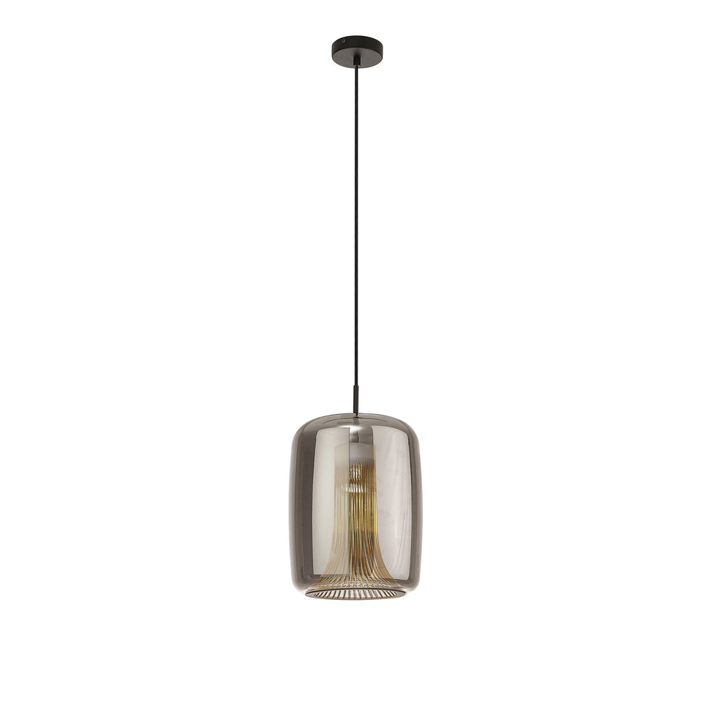 M8521 Kriss Cylinder Pendant Black/Black Glass Shade With Inner Lined Funnel Glass