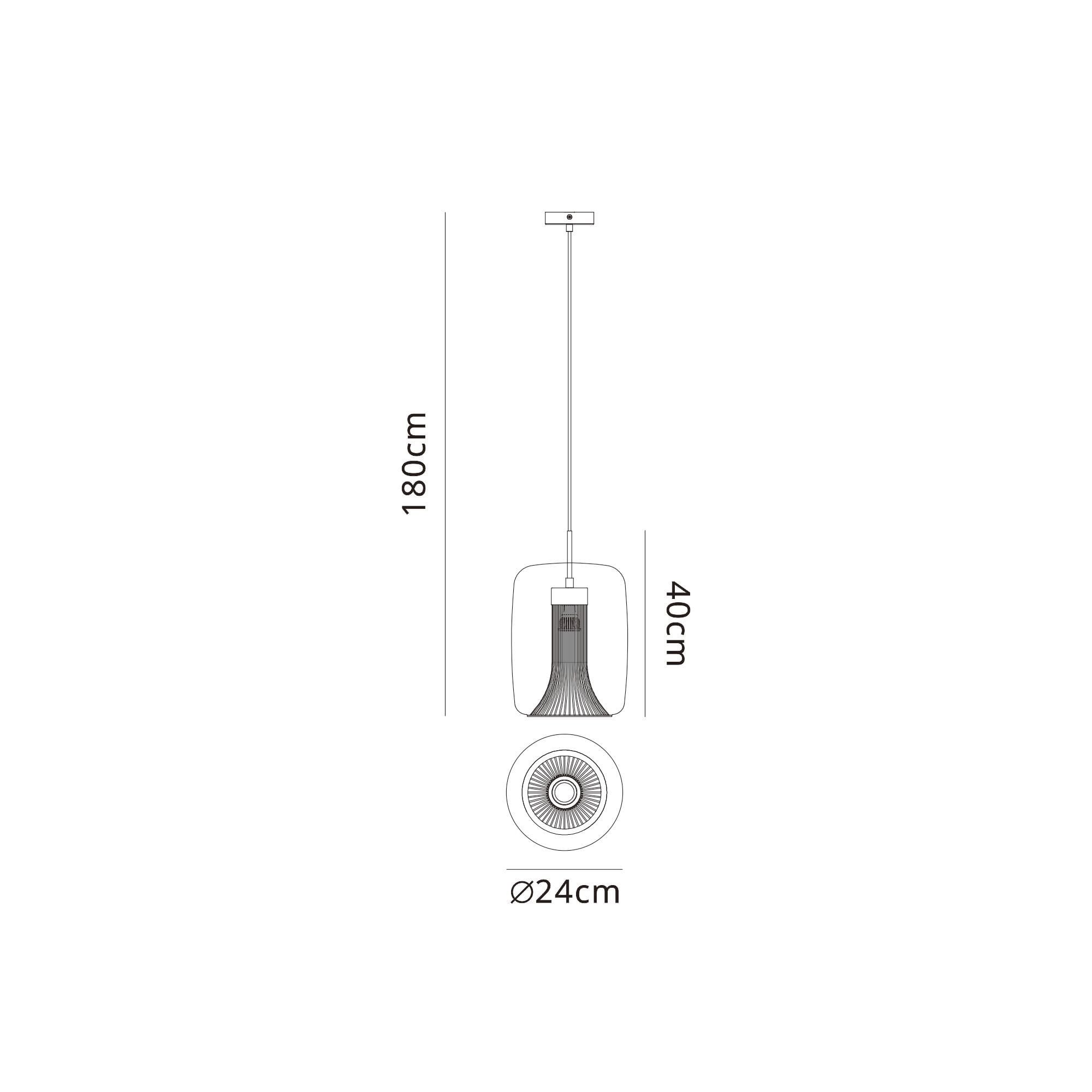 M8521 Kriss Cylinder Pendant Black/Black Glass Shade With Inner Lined Funnel Glass