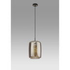 M8521 Kriss Cylinder Pendant Black/Black Glass Shade With Inner Lined Funnel Glass