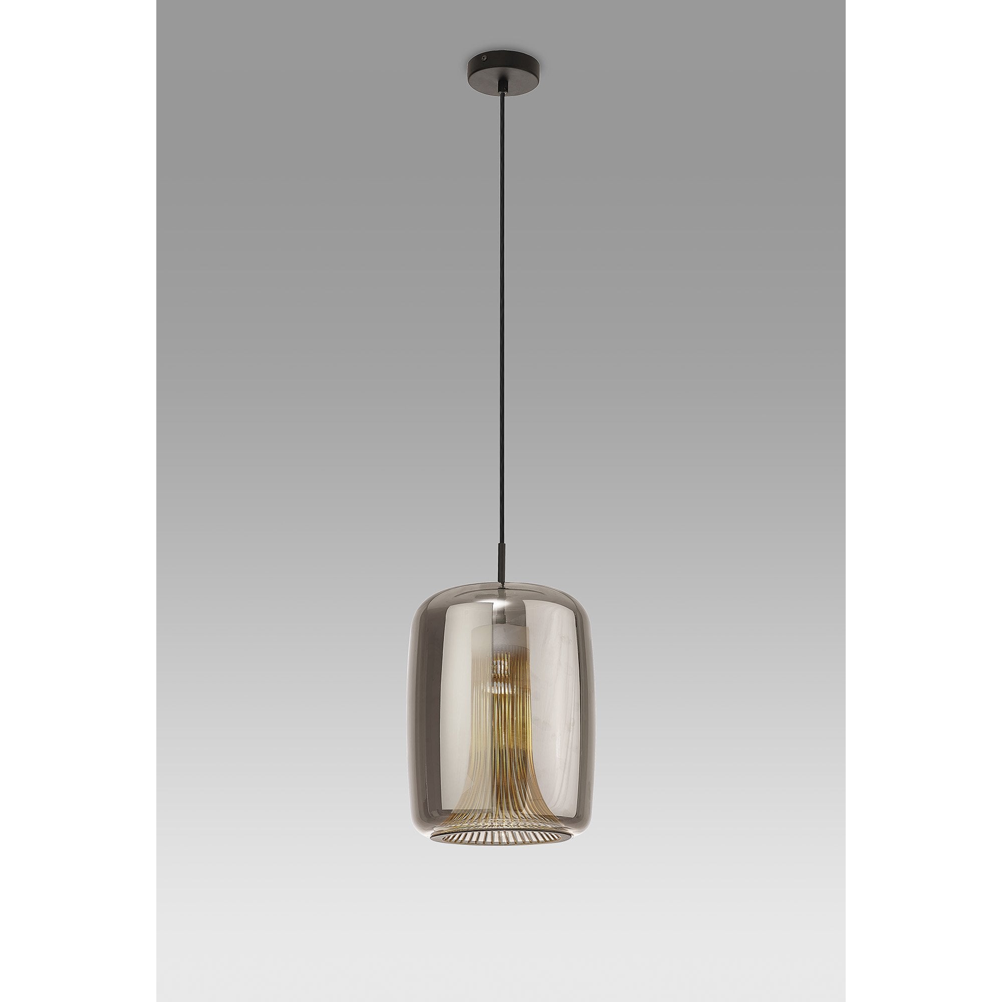 M8521 Kriss Cylinder Pendant Black/Black Glass Shade With Inner Lined Funnel Glass