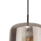 M8521 Kriss Cylinder Pendant Black/Black Glass Shade With Inner Lined Funnel Glass