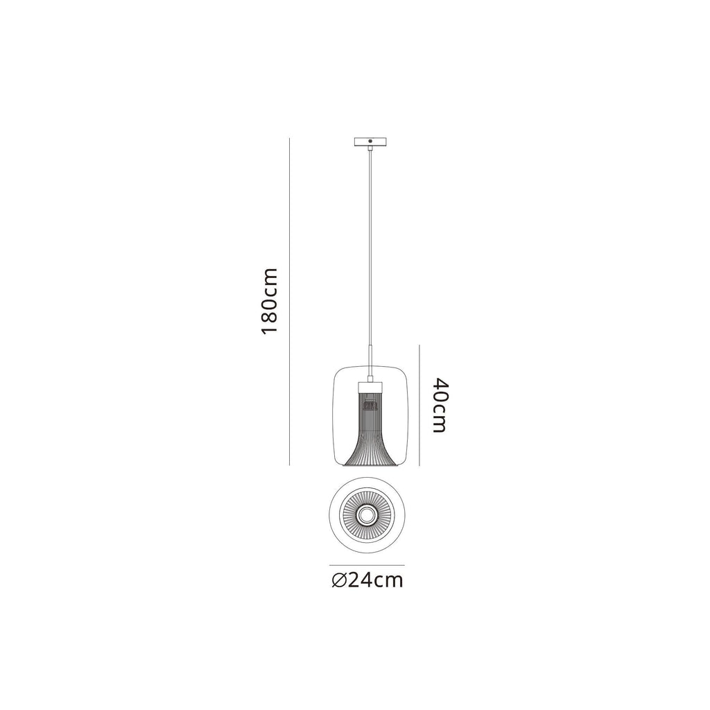 M8526 Kriss Cylinder Pendant Bronze/Bronze Glass Shade With Inner Lined Funnel Glass