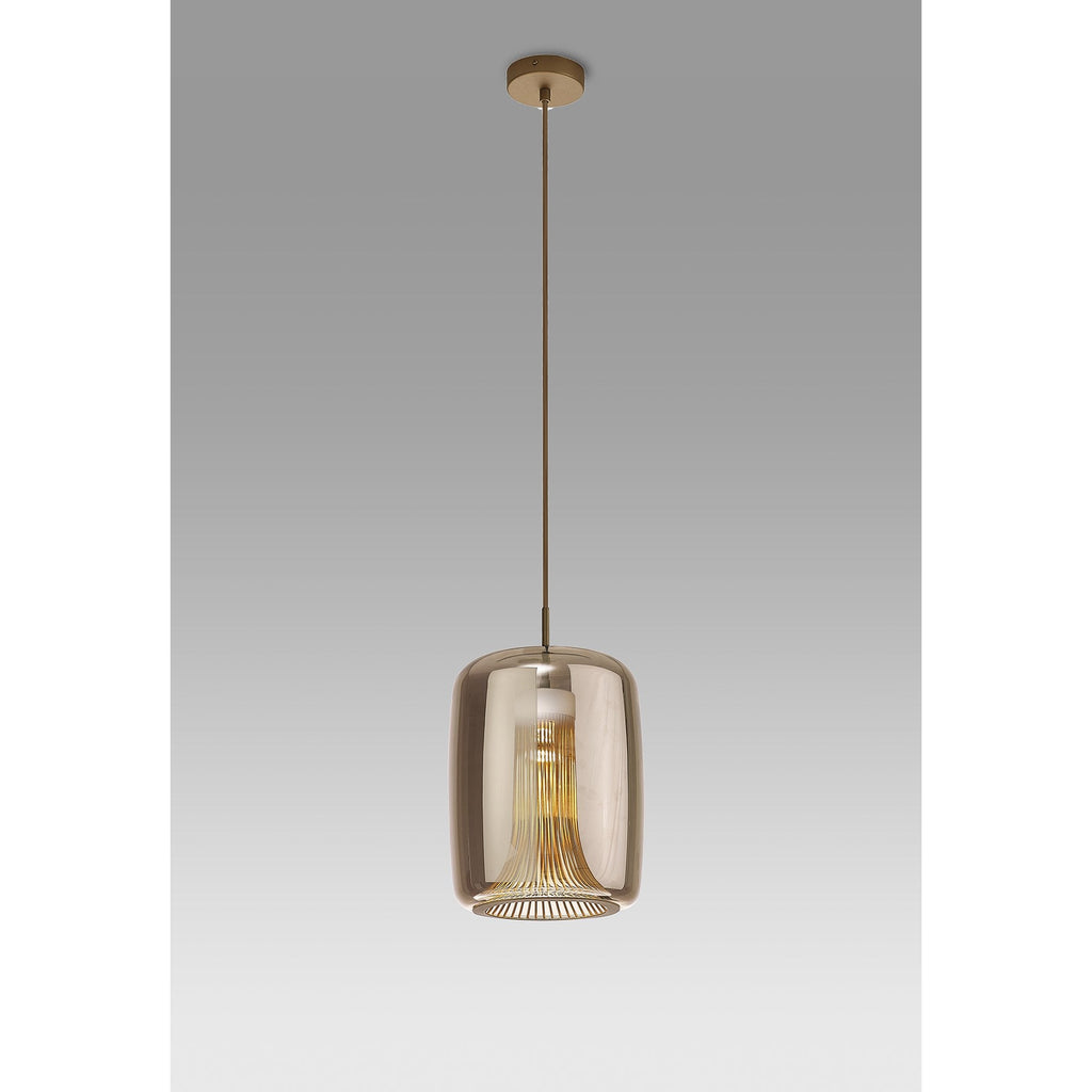 M8526 Kriss Cylinder Pendant Bronze/Bronze Glass Shade With Inner Lined Funnel Glass