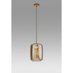 M8526 Kriss Cylinder Pendant Bronze/Bronze Glass Shade With Inner Lined Funnel Glass