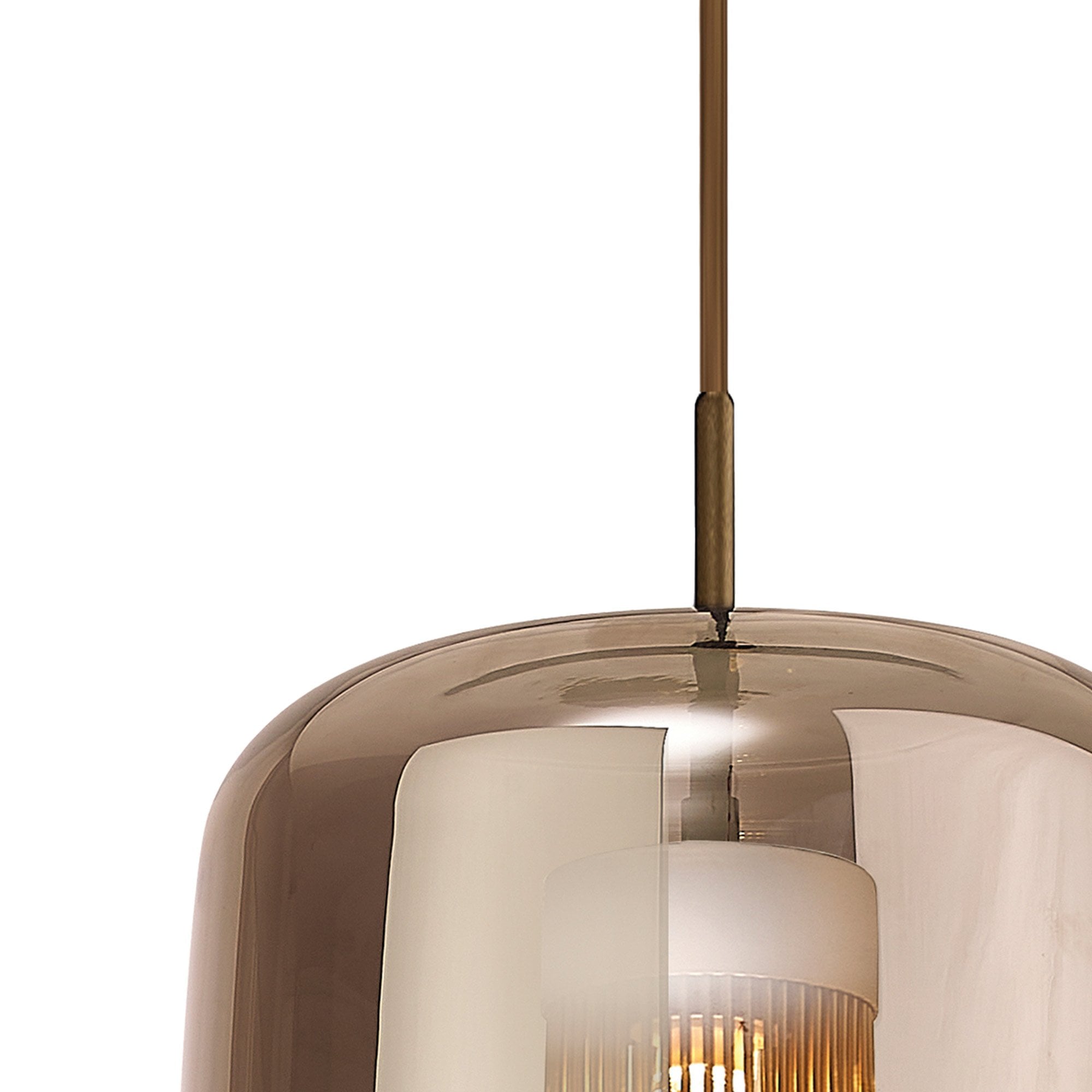 M8526 Kriss Cylinder Pendant Bronze/Bronze Glass Shade With Inner Lined Funnel Glass