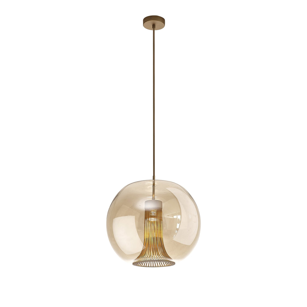 M8528 Kriss Squircle Pendant Bronze/Bronze Glass Shade With Inner Lined Funnel Glass