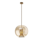 M8528 Kriss Squircle Pendant Bronze/Bronze Glass Shade With Inner Lined Funnel Glass