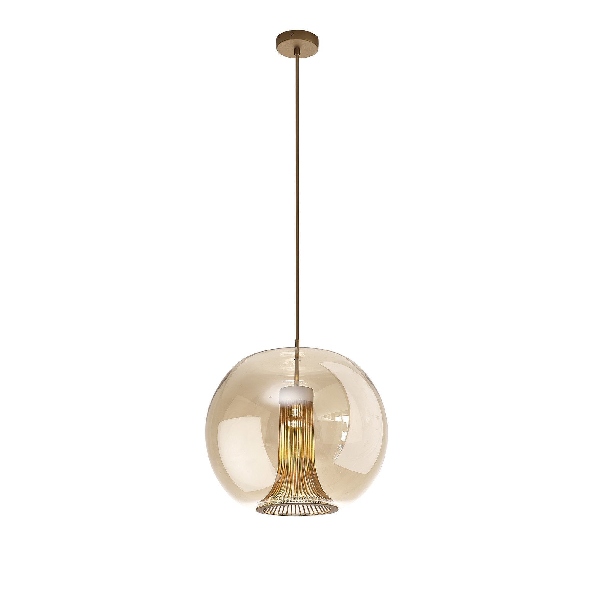 M8528 Kriss Squircle Pendant Bronze/Bronze Glass Shade With Inner Lined Funnel Glass