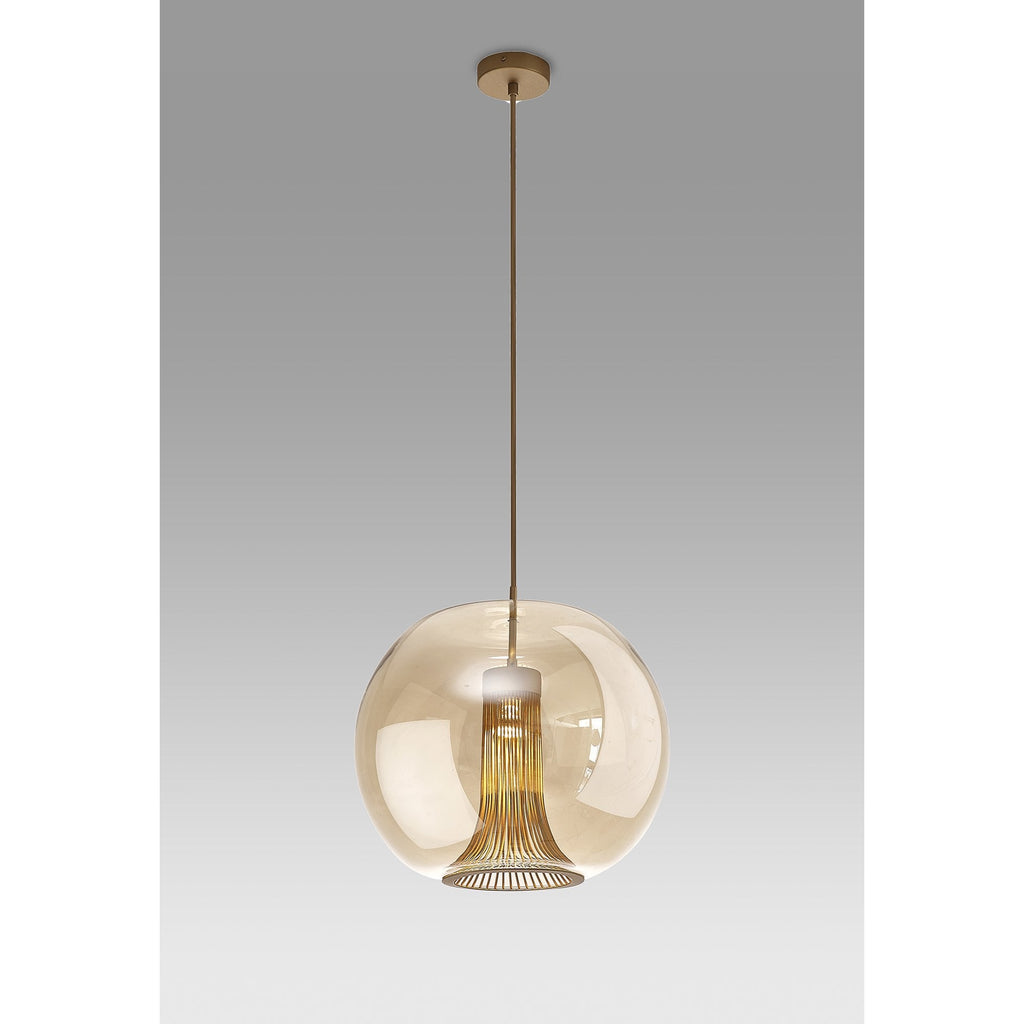 M8528 Kriss Squircle Pendant Bronze/Bronze Glass Shade With Inner Lined Funnel Glass