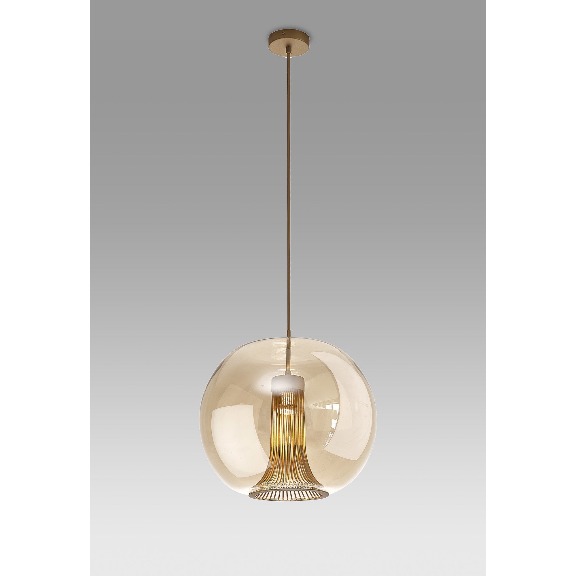 M8528 Kriss Squircle Pendant Bronze/Bronze Glass Shade With Inner Lined Funnel Glass