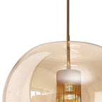 M8528 Kriss Squircle Pendant Bronze/Bronze Glass Shade With Inner Lined Funnel Glass