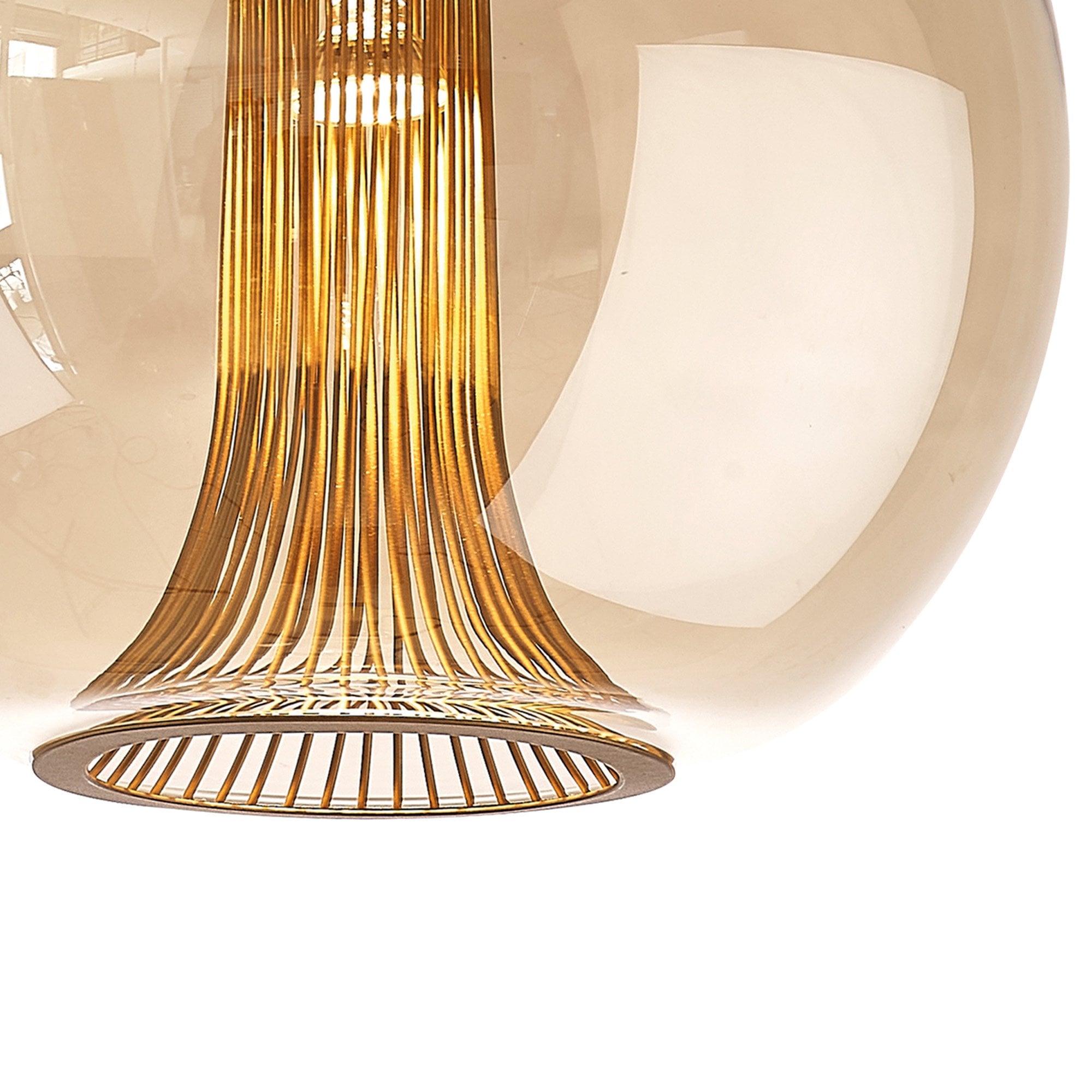M8528 Kriss Squircle Pendant Bronze/Bronze Glass Shade With Inner Lined Funnel Glass