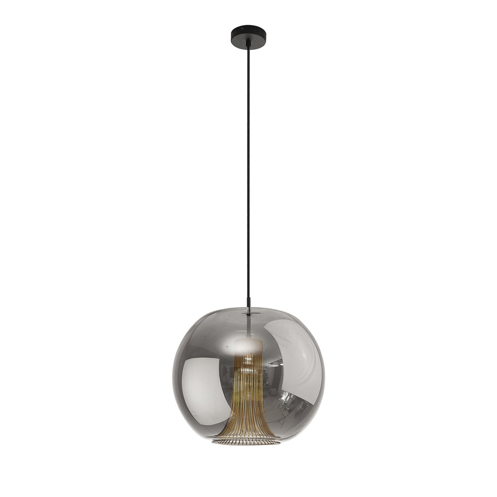 M8523 Kriss Squircle Pendant Black/Black Glass Shade With Inner Lined Funnel Glass