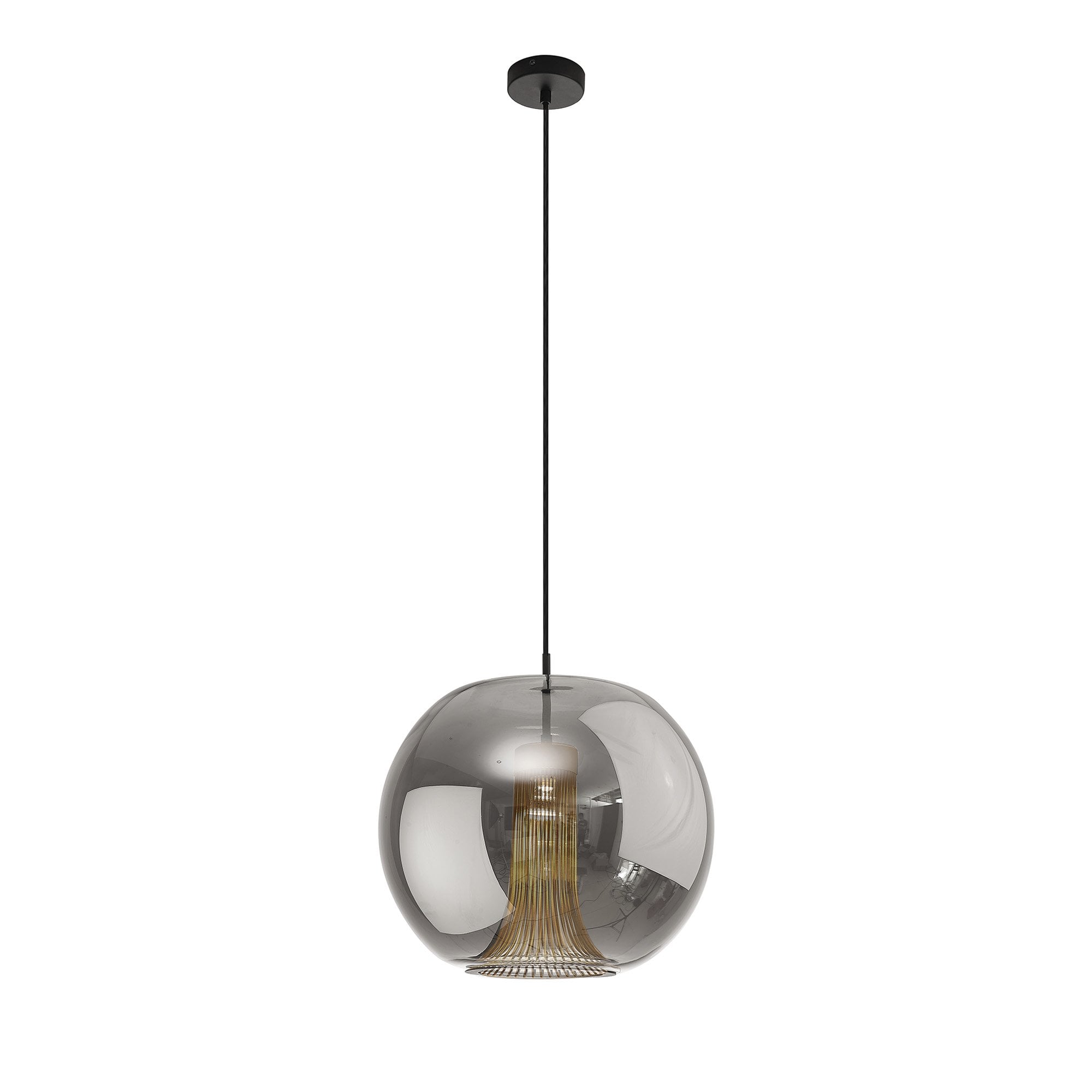 M8523 Kriss Squircle Pendant Black/Black Glass Shade With Inner Lined Funnel Glass