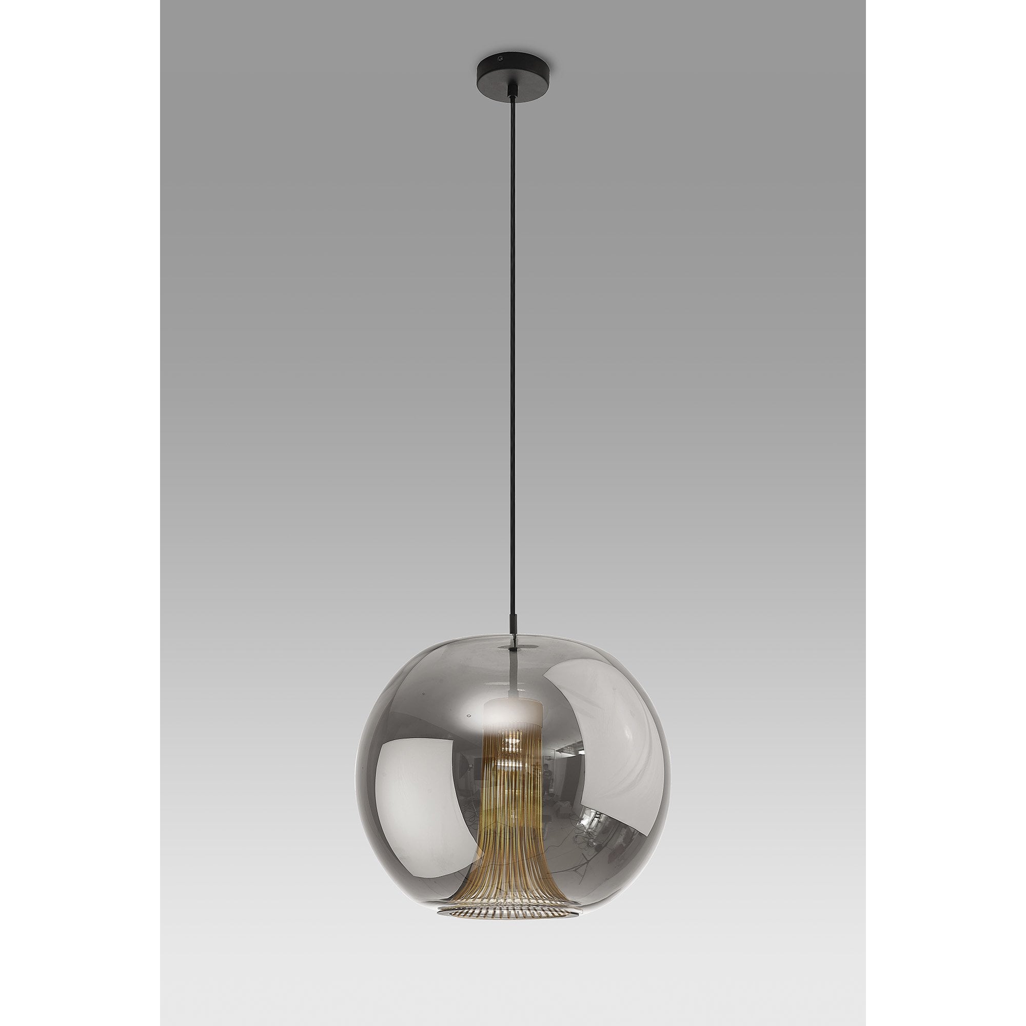 M8523 Kriss Squircle Pendant Black/Black Glass Shade With Inner Lined Funnel Glass