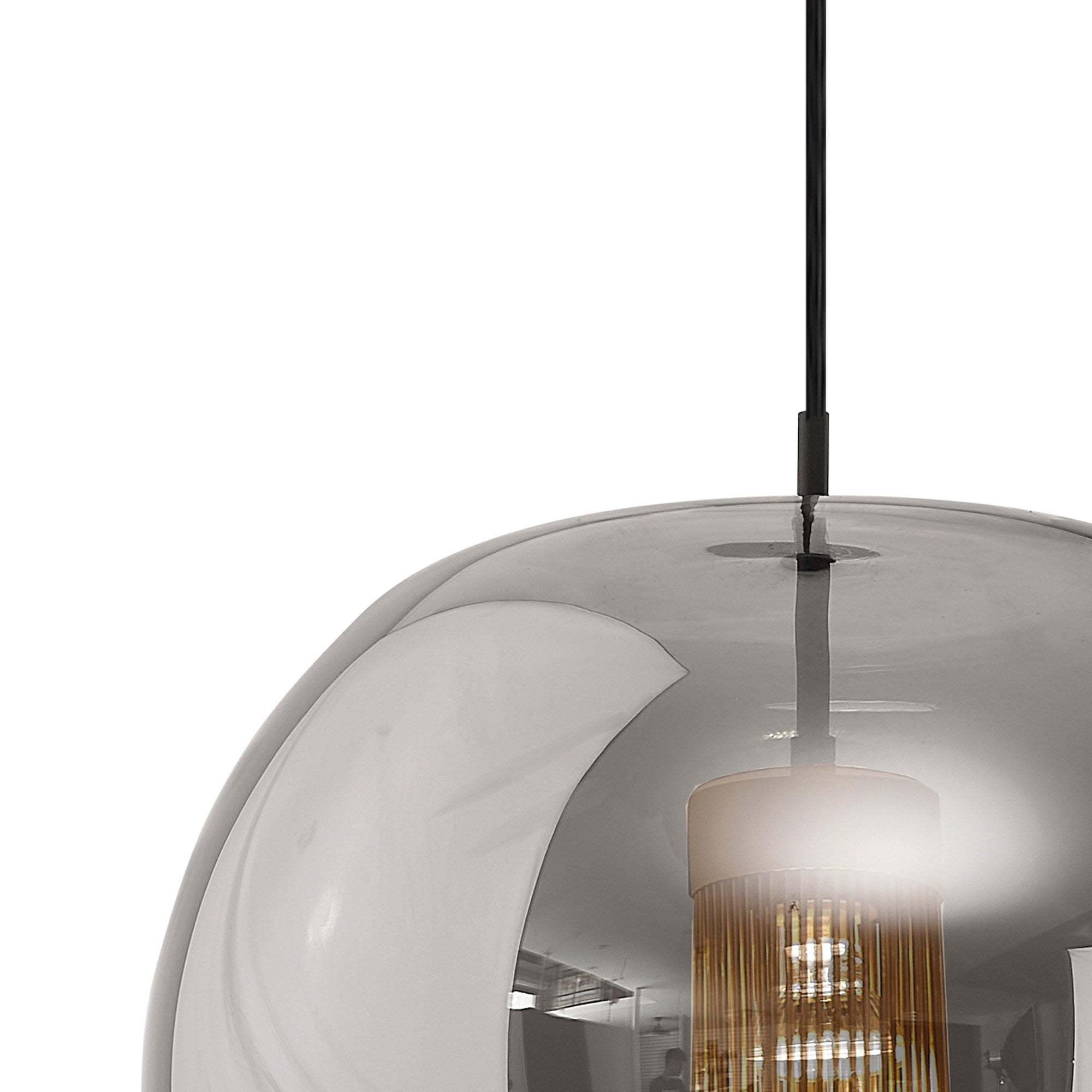 M8523 Kriss Squircle Pendant Black/Black Glass Shade With Inner Lined Funnel Glass