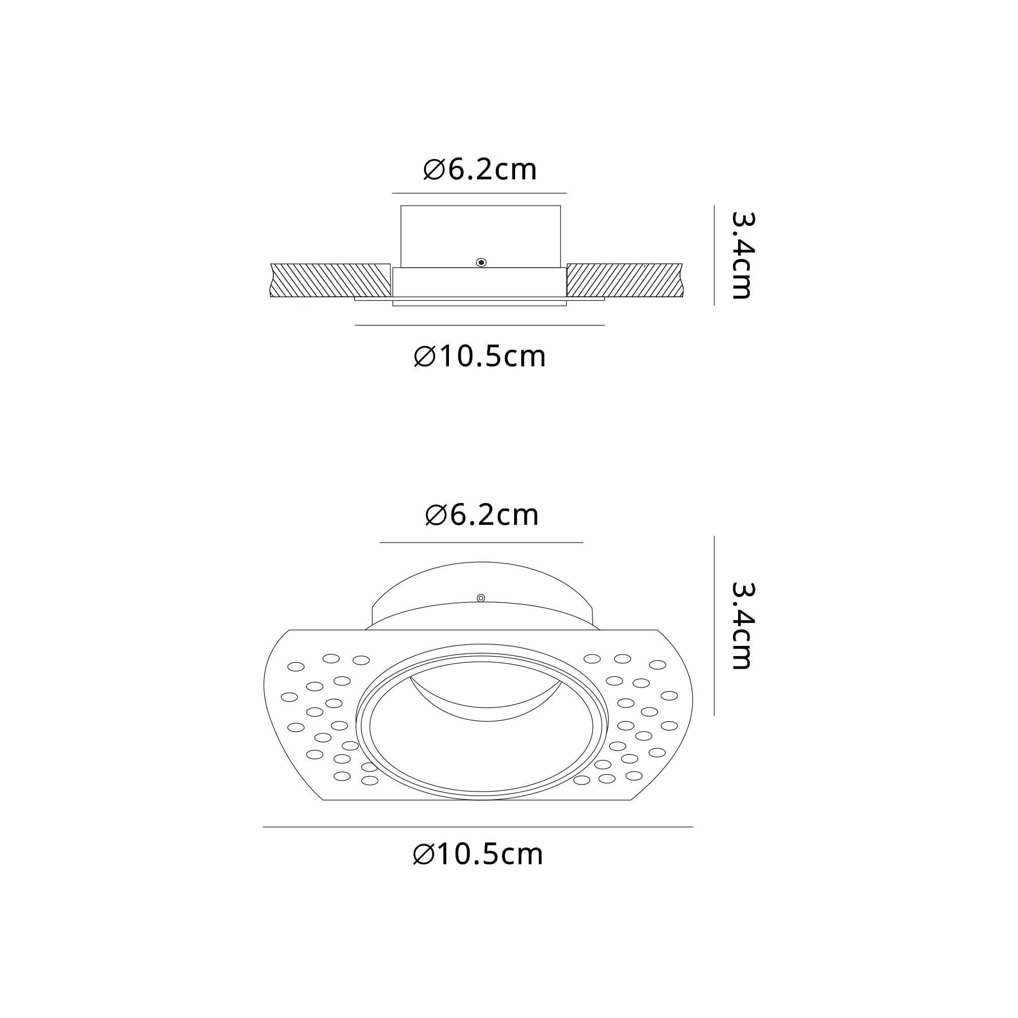 M8665 Lances Recessed Spotlight 10.5cm Black Gypsum