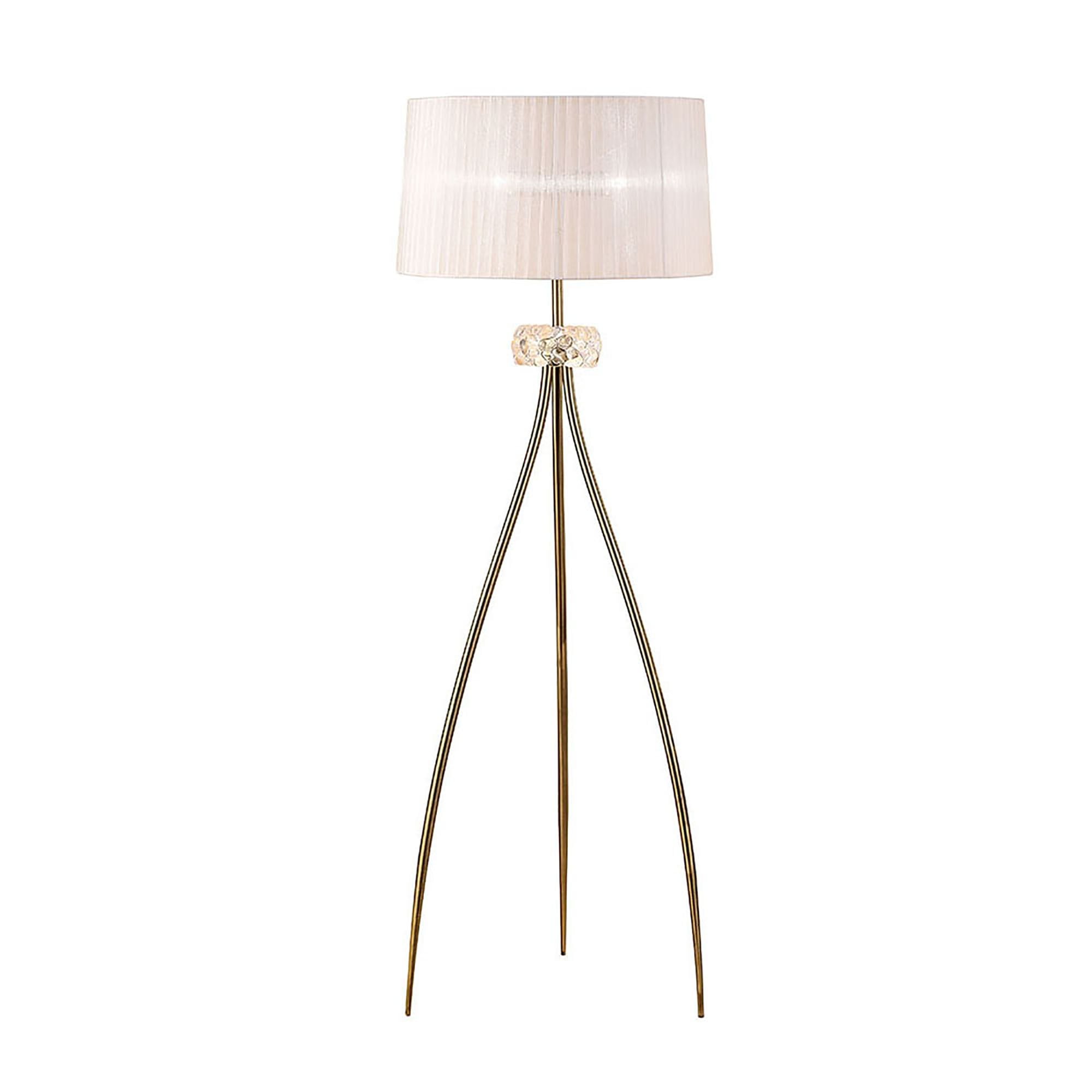 M4638AB/WS Loewe Floor Lamp 3 Light Antique Brass With White Shade (4738)