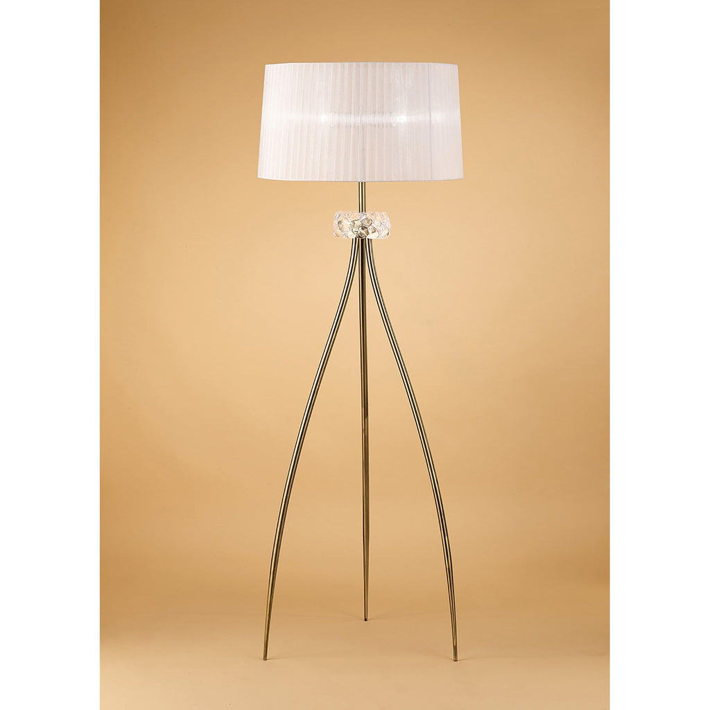 M4638AB/WS Loewe Floor Lamp 3 Light Antique Brass With White Shade (4738)