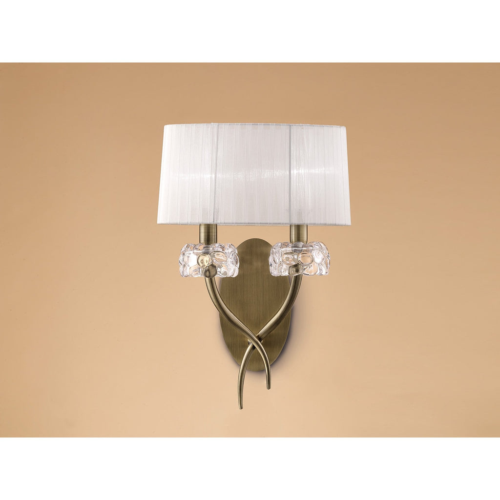 M4634AB/WS Loewe Wall Lamp 2 Light Antique Brass With White Shade (4734)