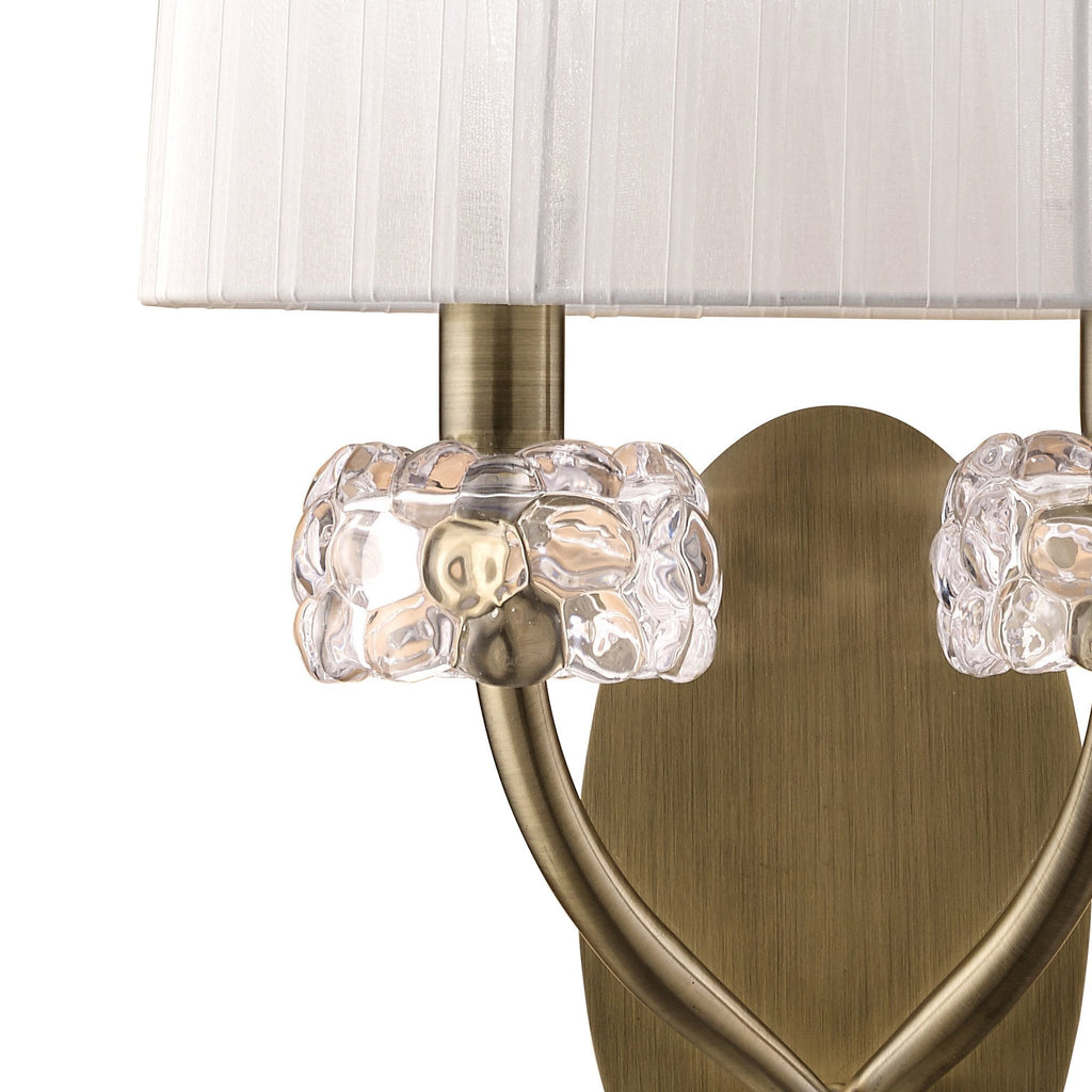 M4634AB/WS Loewe Wall Lamp 2 Light Antique Brass With White Shade (4734)