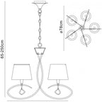 M1641AB Mara Pendant 5 Light Antique Brass With Ivory White Shades