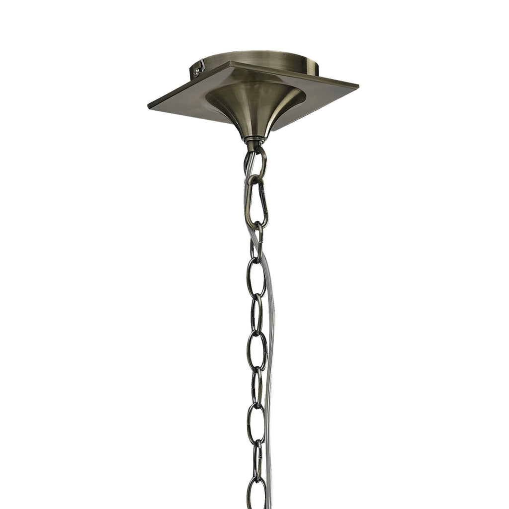 M1641AB Mara Pendant 5 Light Antique Brass With Ivory White Shades