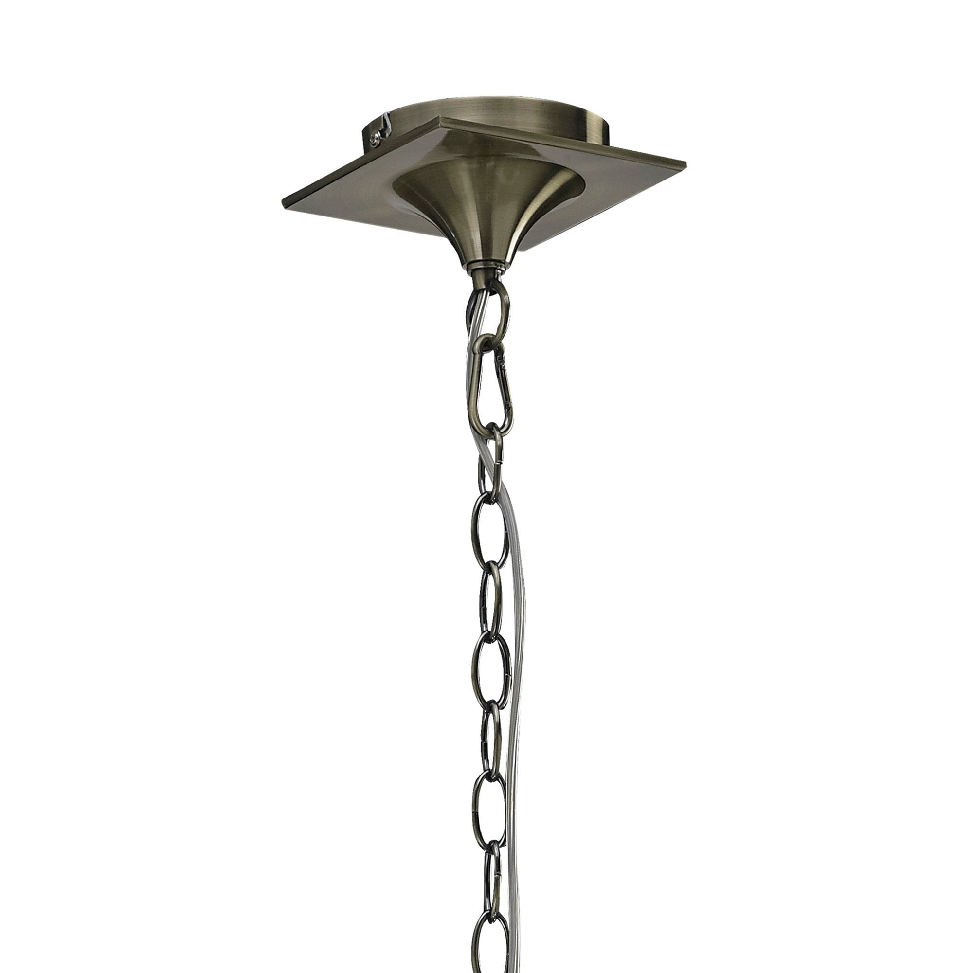 M1641AB Mara Pendant 5 Light Antique Brass With Ivory White Shades