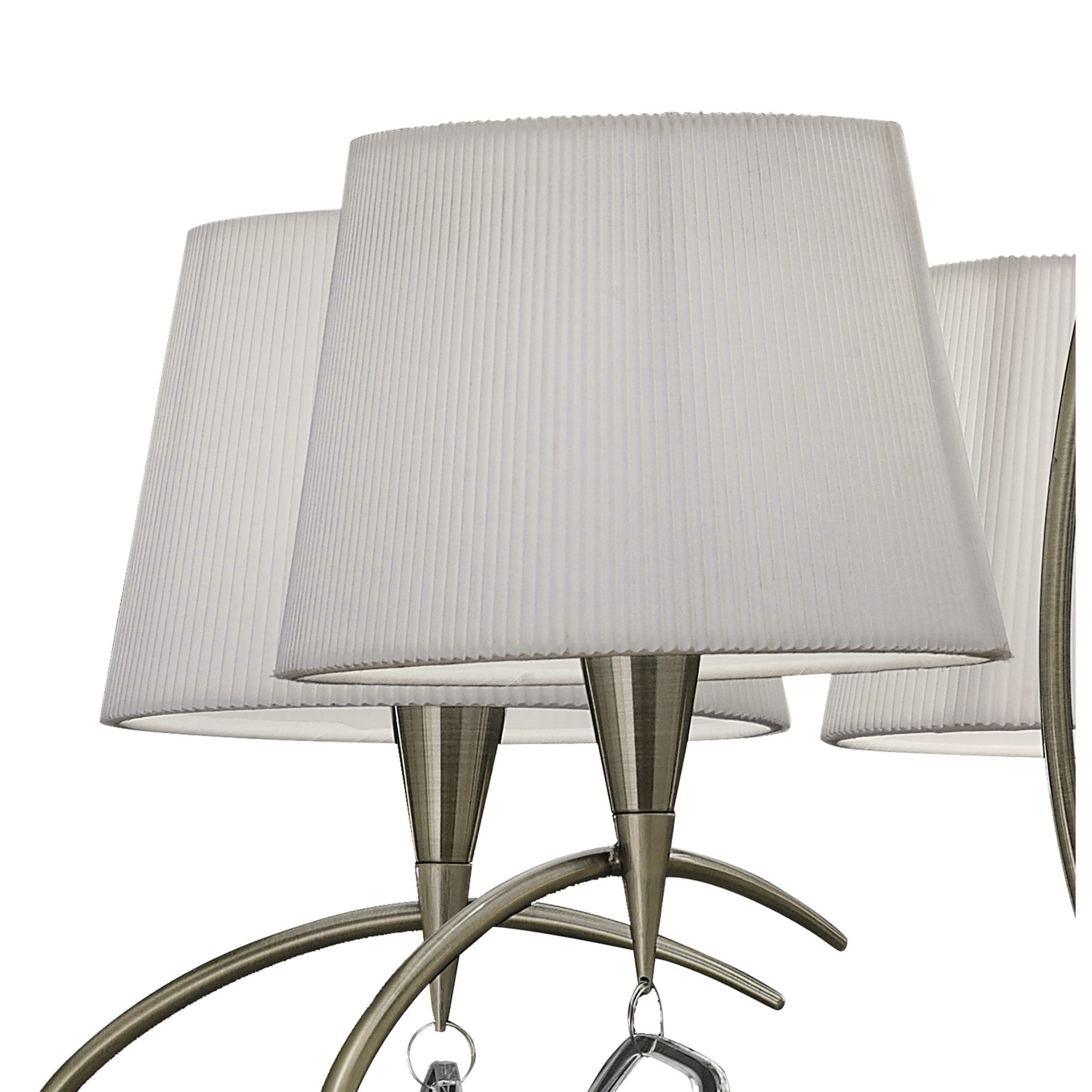 M1641AB Mara Pendant 5 Light Antique Brass With Ivory White Shades