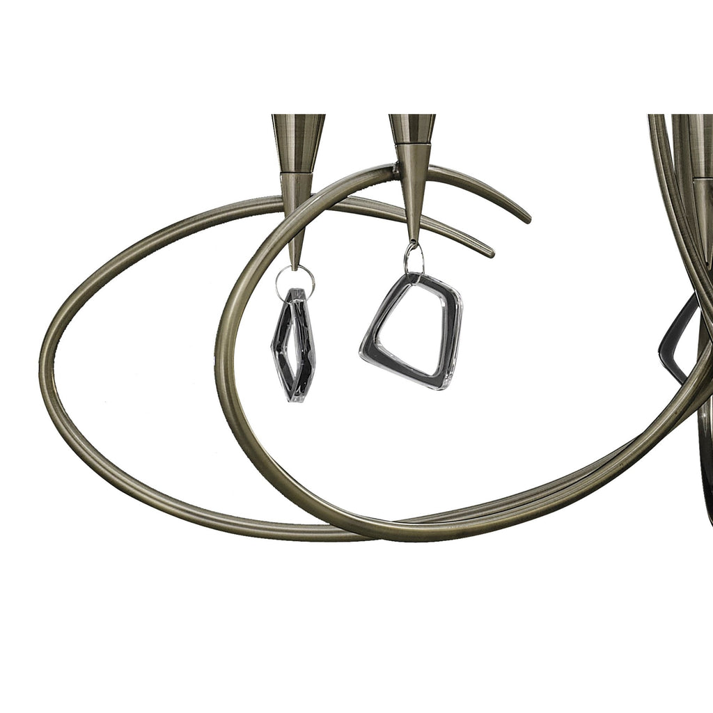 M1641AB Mara Pendant 5 Light Antique Brass With Ivory White Shades