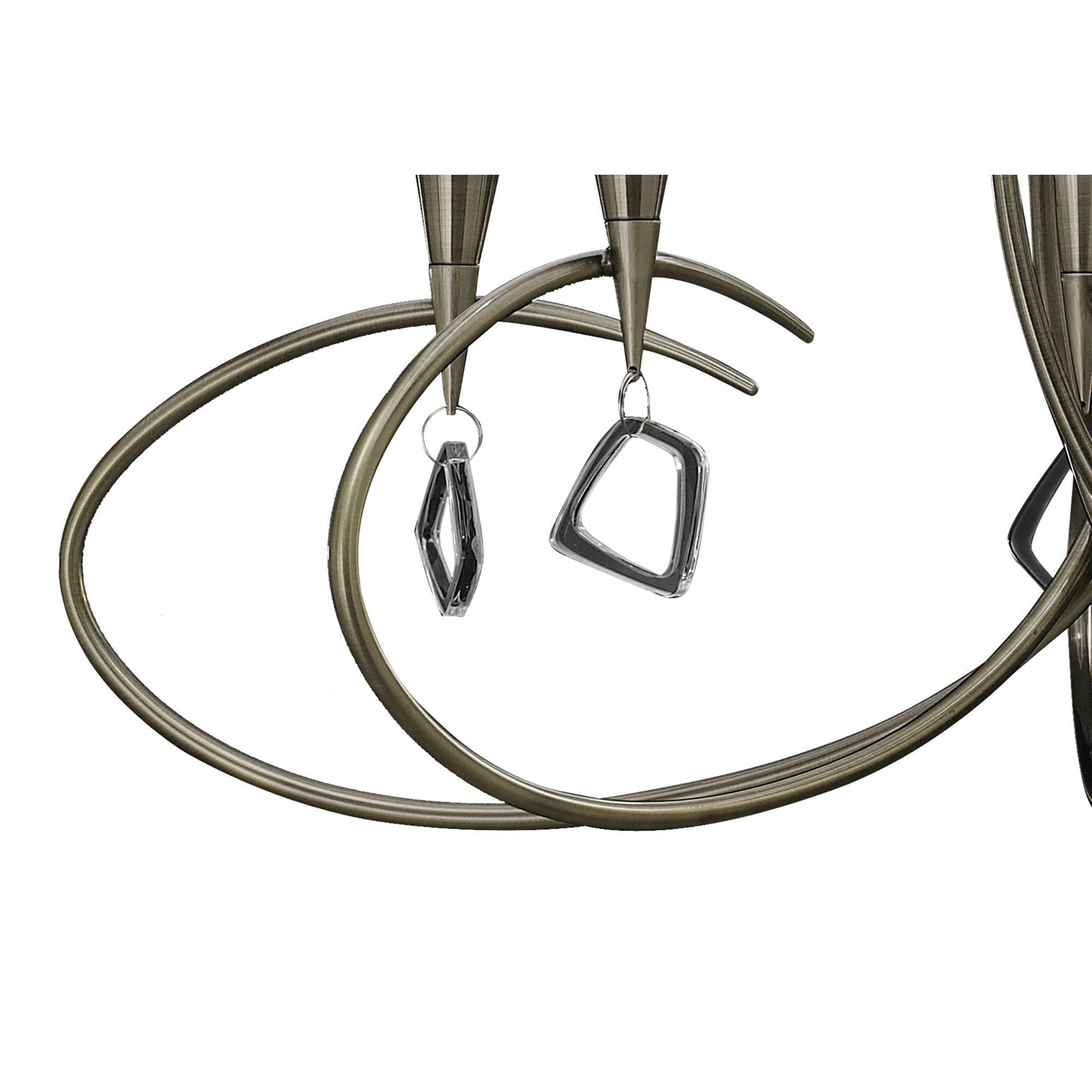 M1641AB Mara Pendant 5 Light Antique Brass With Ivory White Shades