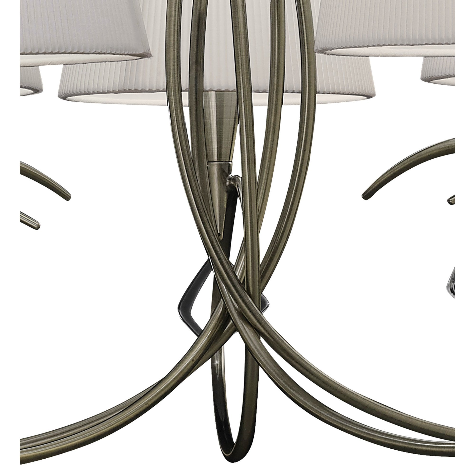 M1641AB Mara Pendant 5 Light Antique Brass With Ivory White Shades