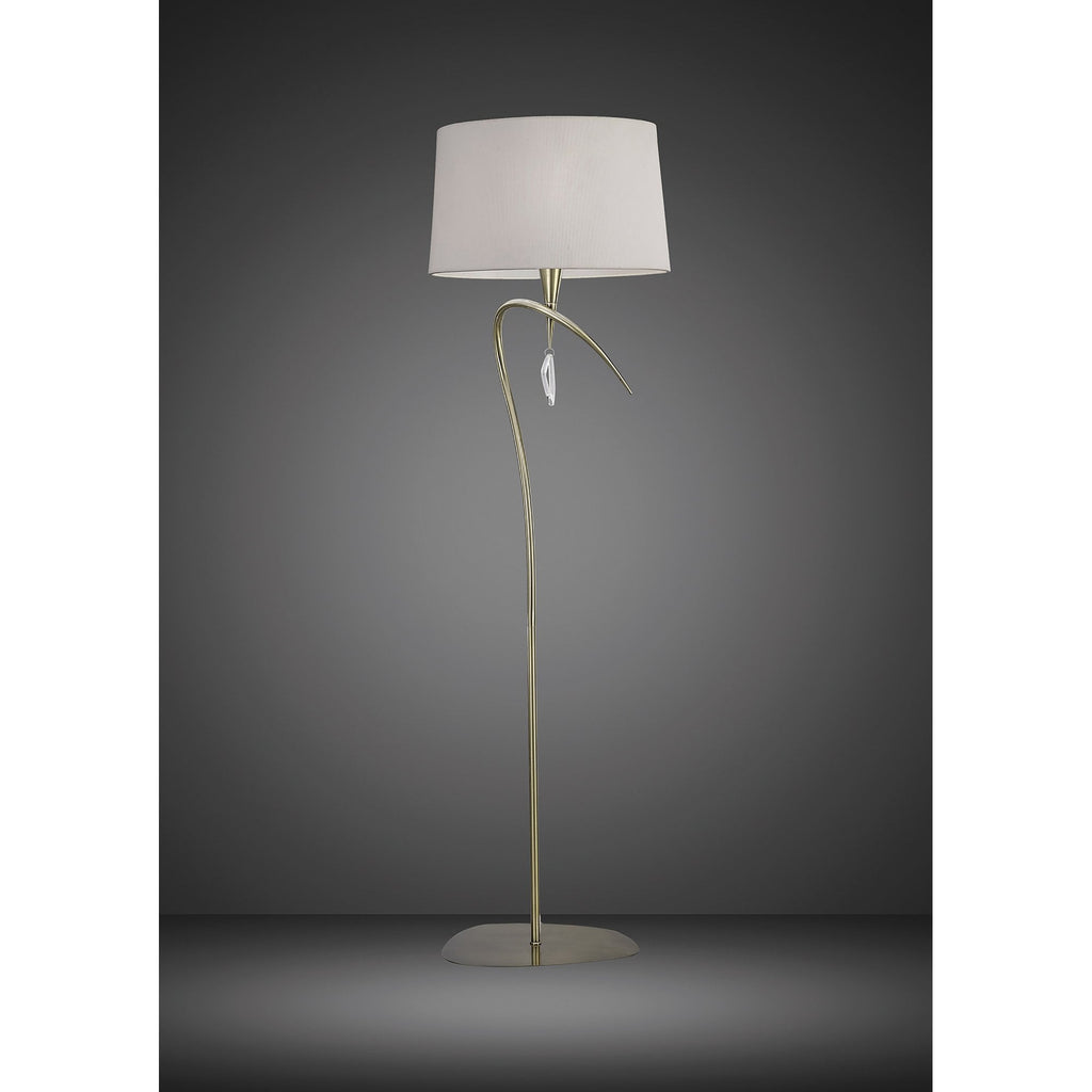 M1652AB Mara Floor Lamp 4 Light Antique Brass With Ivory White Shade