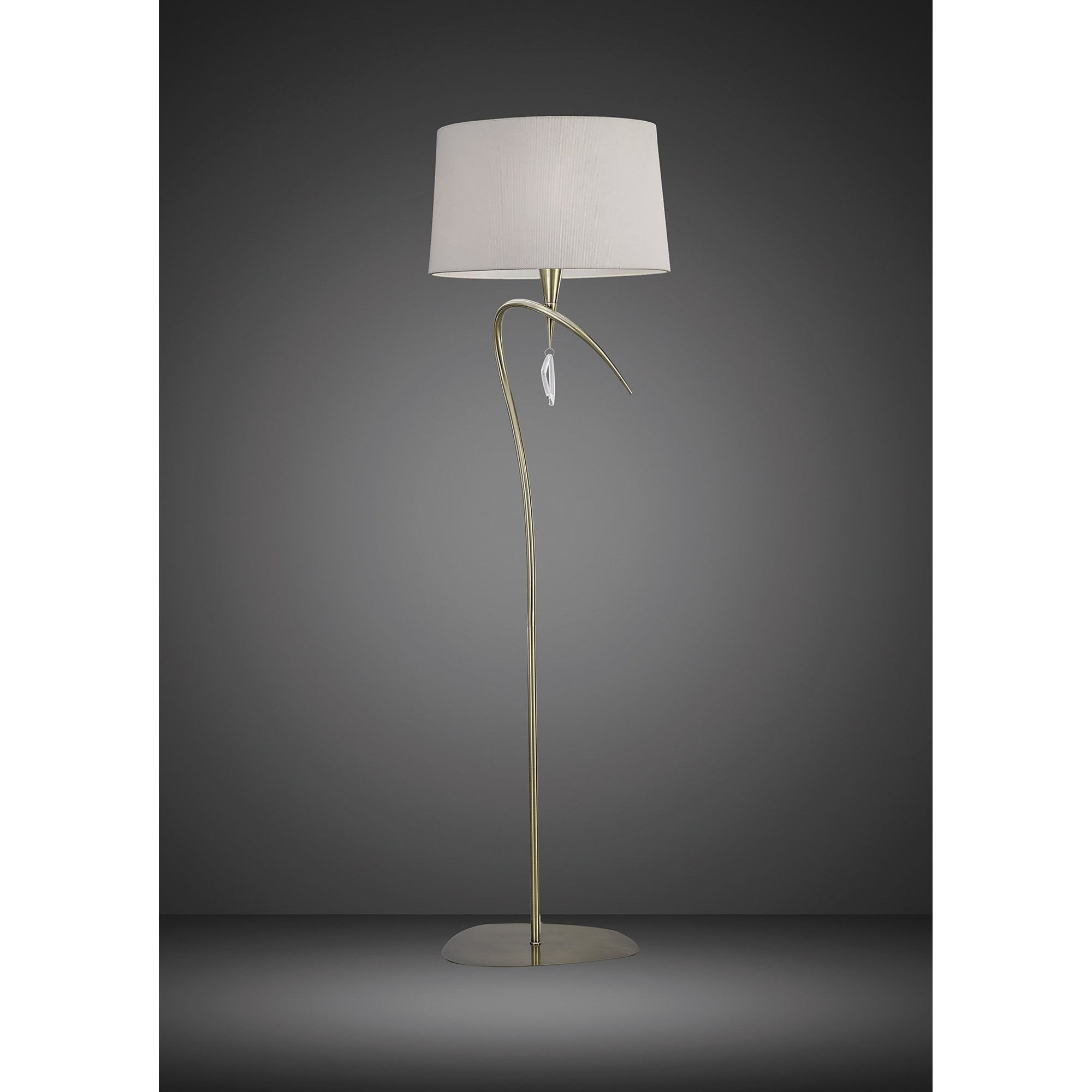 M1652AB Mara Floor Lamp 4 Light Antique Brass With Ivory White Shade