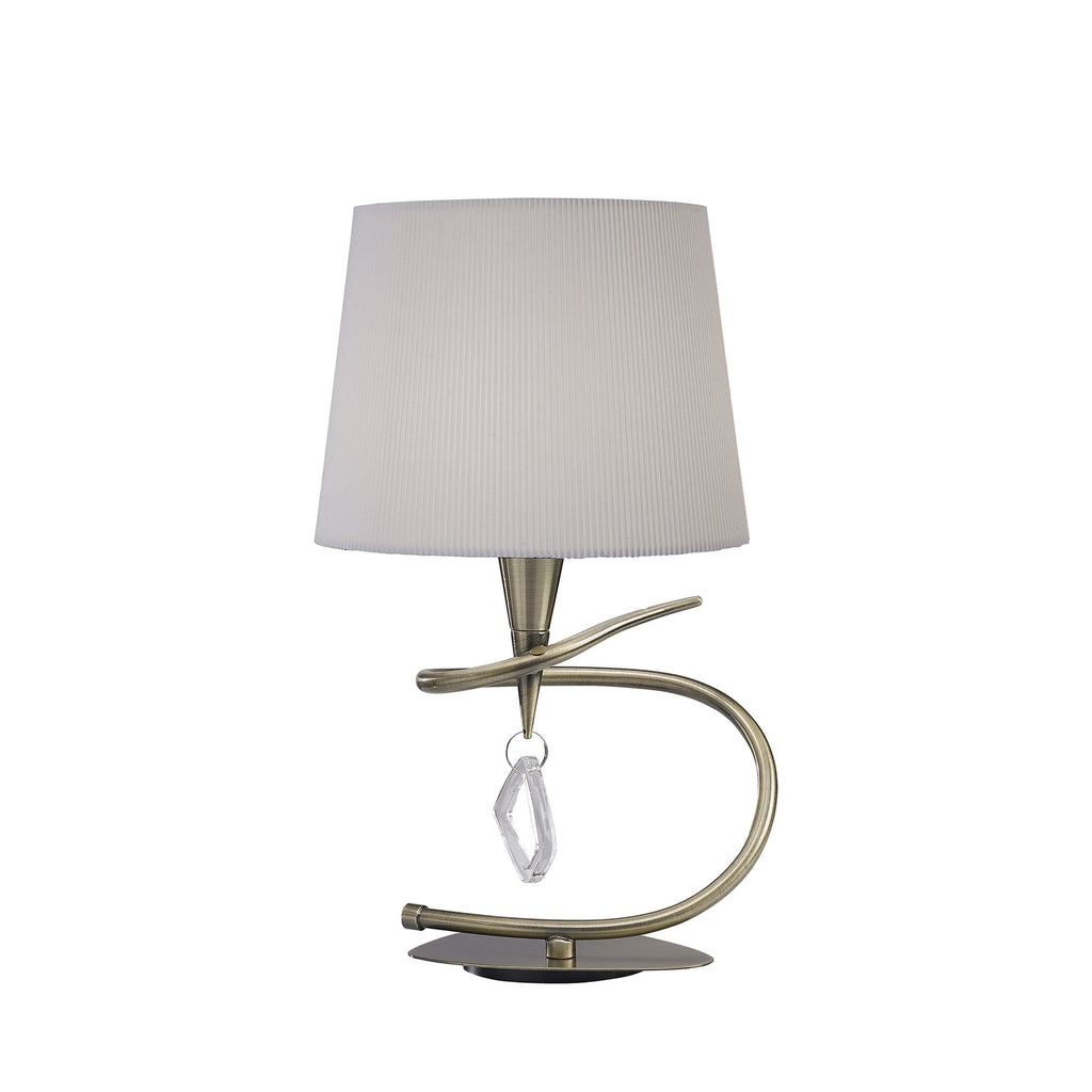 M1650AB Mara Table Lamp 1 Light Large Antique Brass With Ivory White Shade