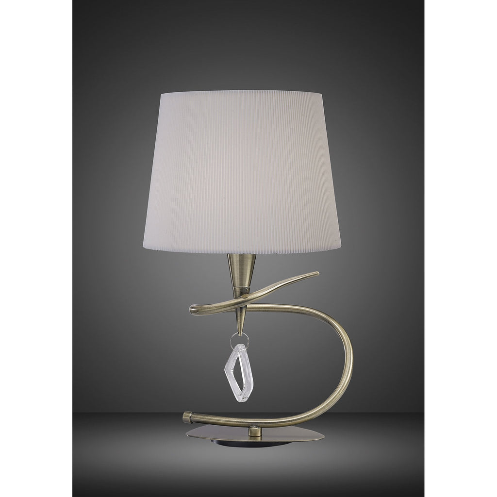 M1650AB Mara Table Lamp 1 Light Large Antique Brass With Ivory White Shade