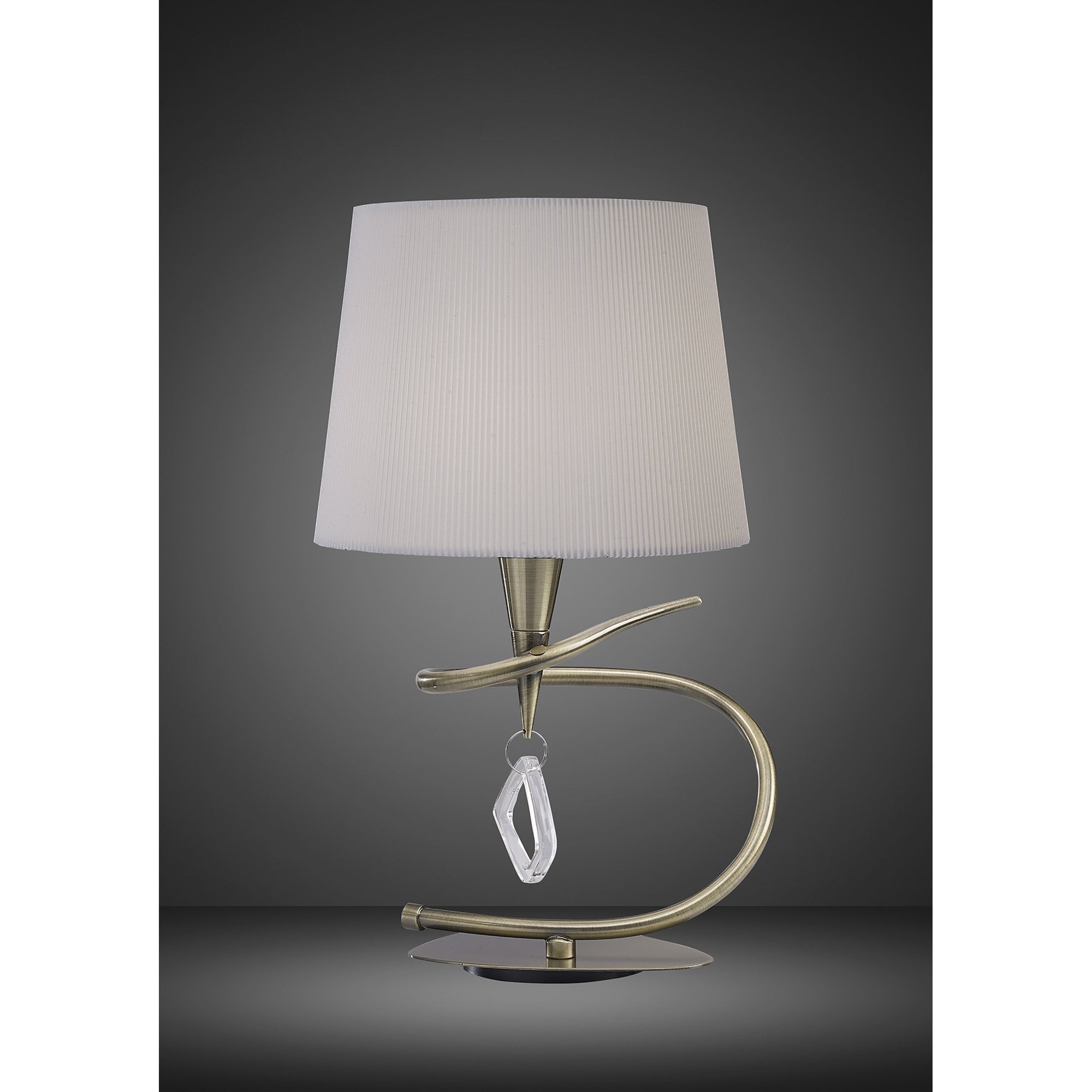 M1650AB Mara Table Lamp 1 Light Large Antique Brass With Ivory White Shade