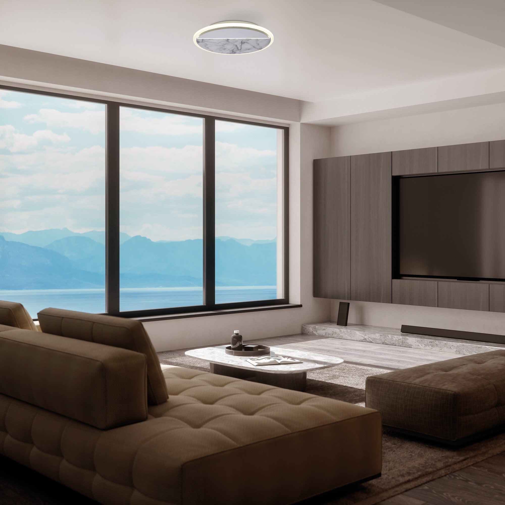 M8507 Marmol LED Ceiling Round White Marble/White