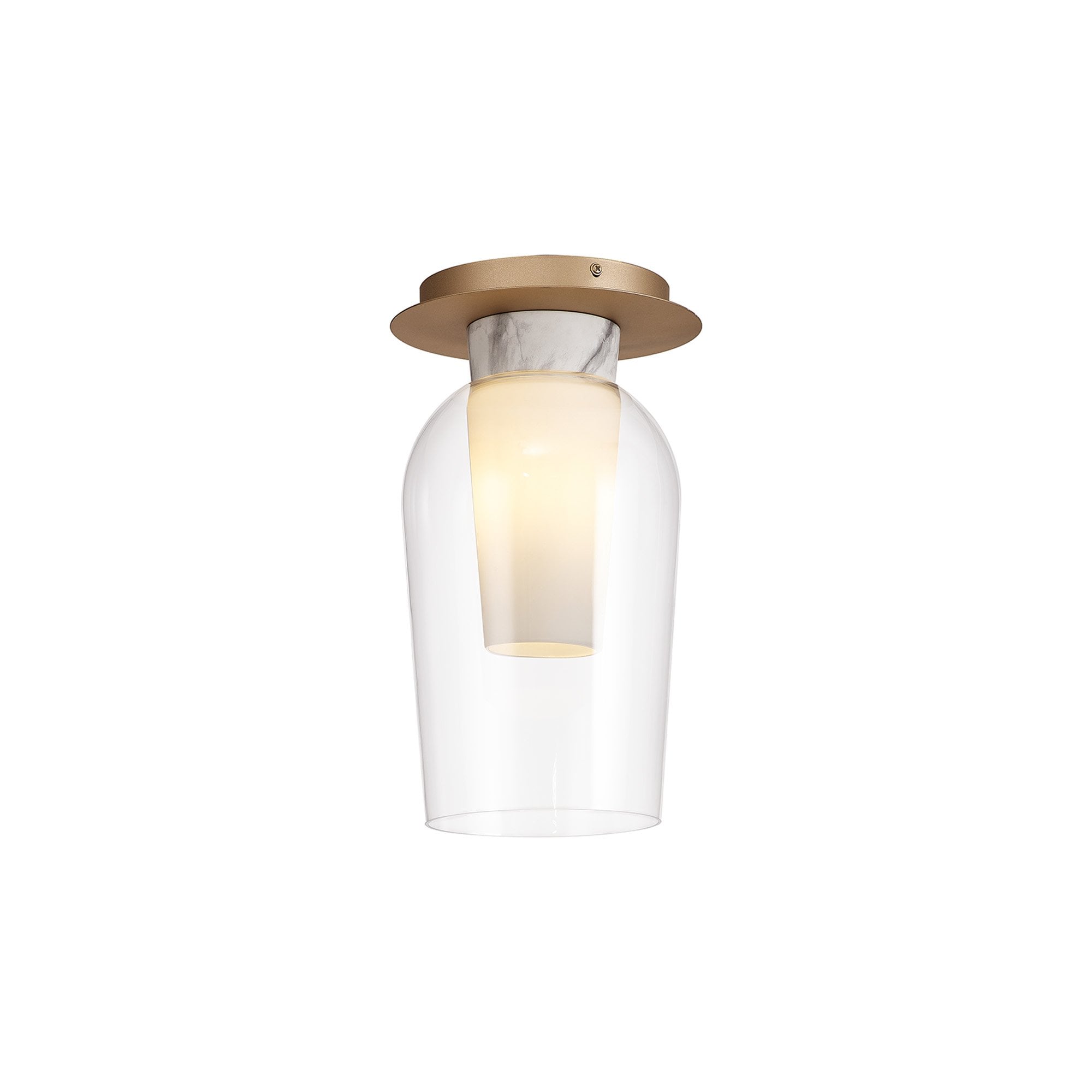 M8399 Nora 1 Light Semi Ceiling Gold/White/Clear Glass With Frosted Inner