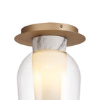 M8399 Nora 1 Light Semi Ceiling Gold/White/Clear Glass With Frosted Inner