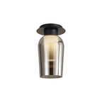 M8287 Nora 1 Light Semi Ceiling Black/Black Marble/Chrome Glass With Frosted Inner