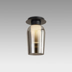 M8287 Nora 1 Light Semi Ceiling Black/Black Marble/Chrome Glass With Frosted Inner