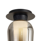 M8287 Nora 1 Light Semi Ceiling Black/Black Marble/Chrome Glass With Frosted Inner